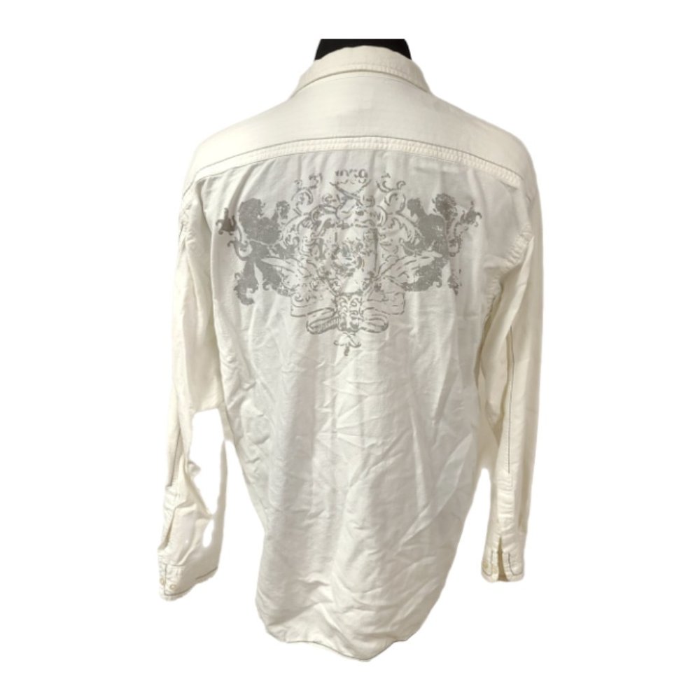 US Expedition Mens XL White Button up Long Sleeve Phoenix Graphic On Back Shirt